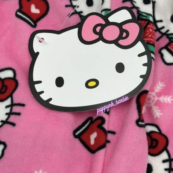 BRAND NEW Hello Kitty Winter‎ Snowflake Pink Pajama Pants MED or XS - Picture 3 of 5